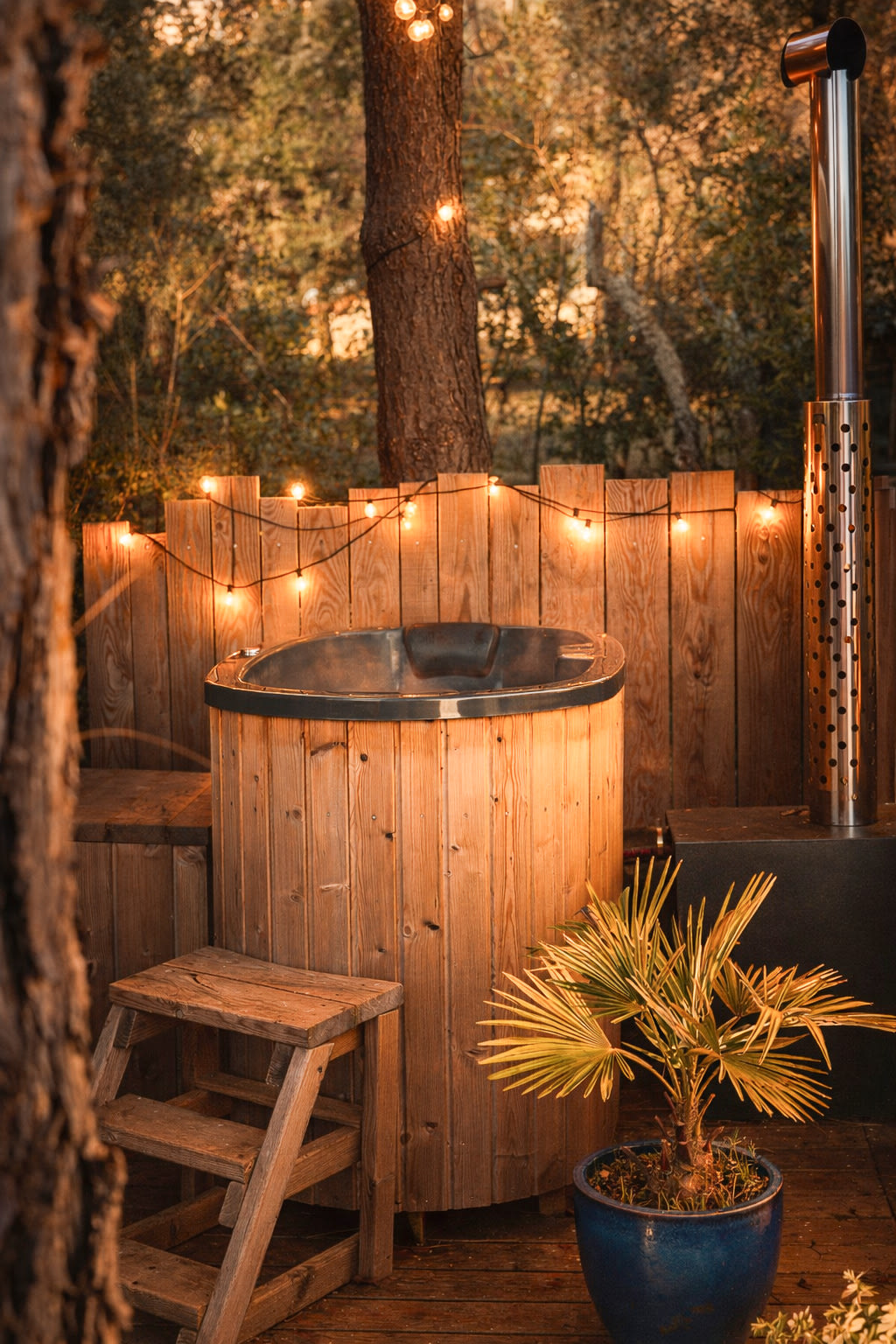 Bain nordique au feu de bois